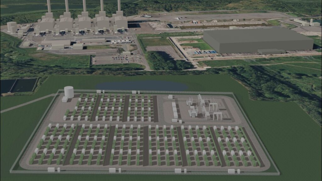 A computer-generated drawing of the proposed Pembroke BESS