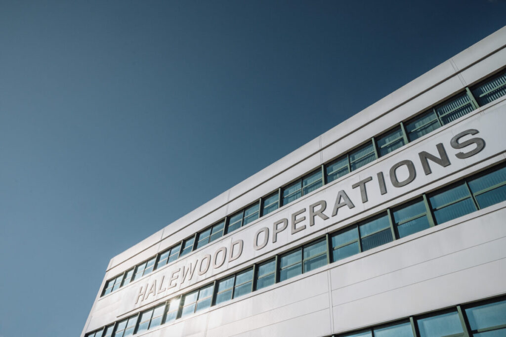 The outside of a building with Halewood Operations written down the side