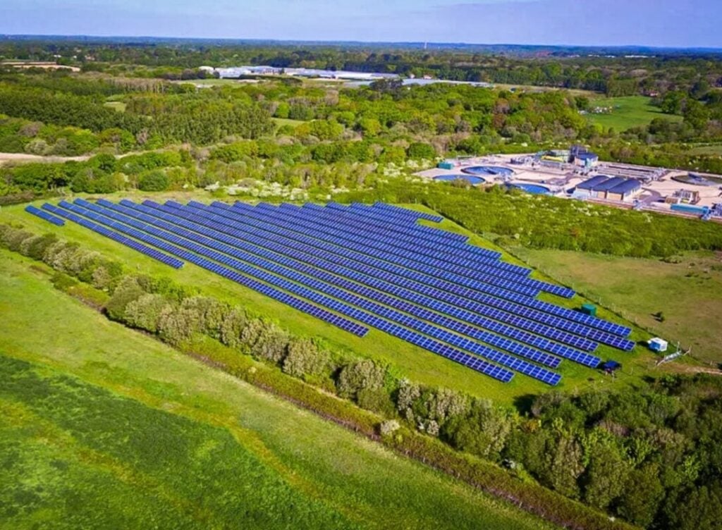 a solar farm from above