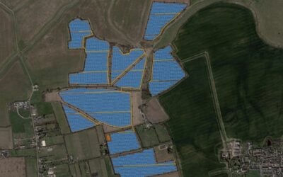 A digitally altered map showing the proposed Lark Hill Solar Farm