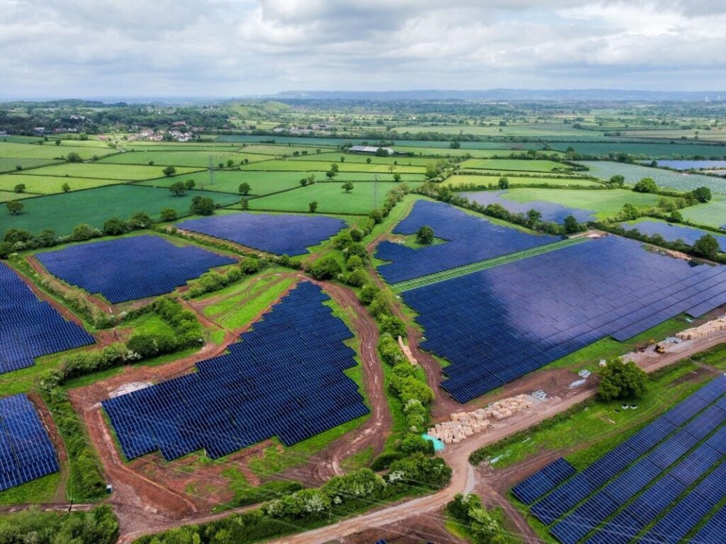 Aerial image of Lark's Green solar farm.