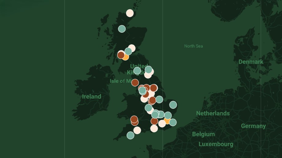 A map of Root-Power's UK BESS pipeline