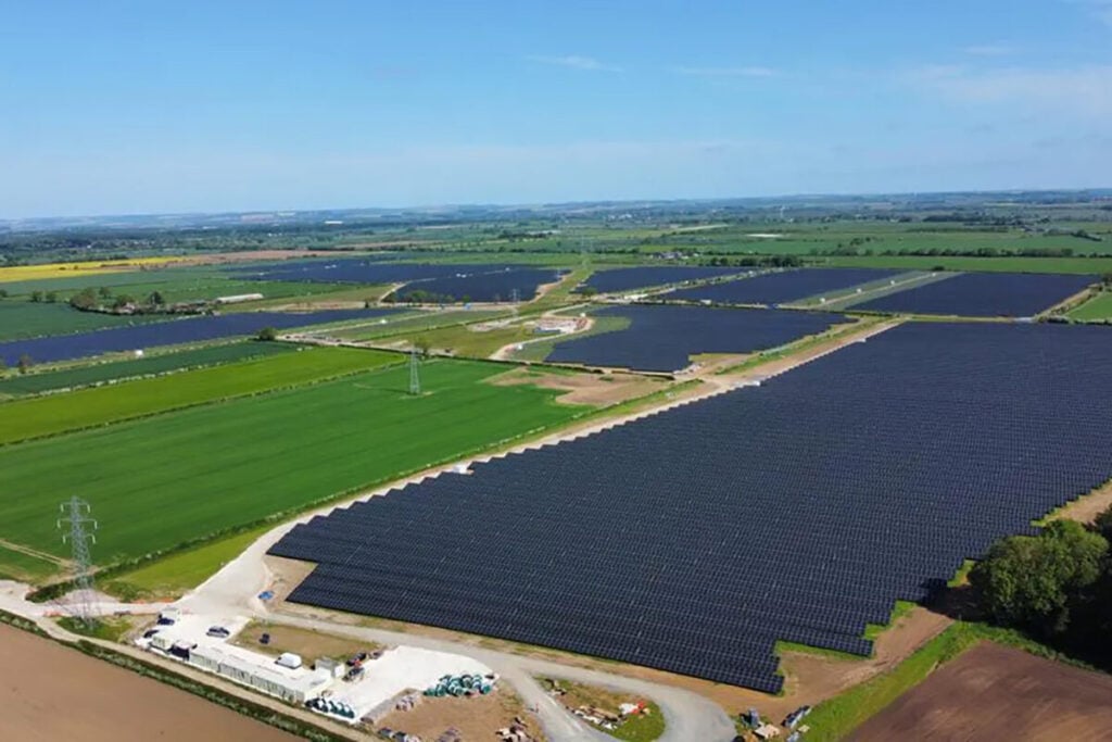 Aerial image of scurf-dyke solar farm in Yorkshire