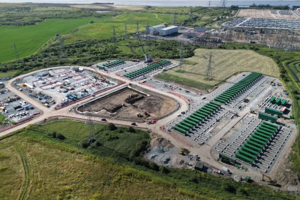 A BESS development under construction viewed from above