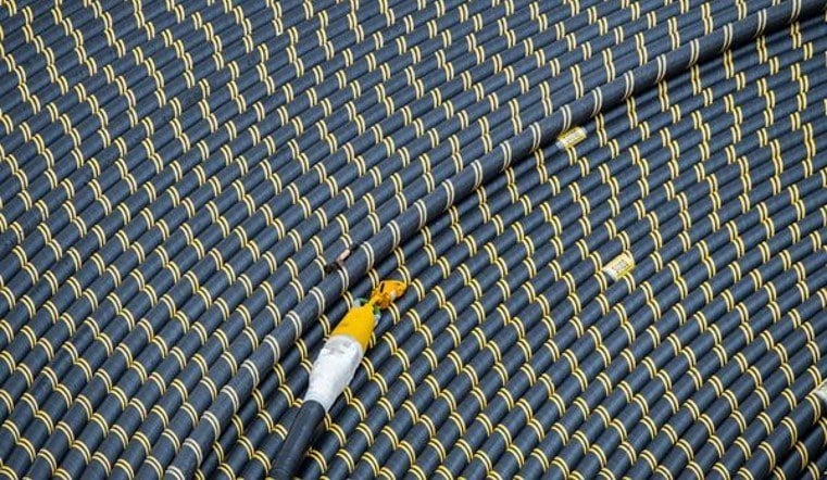 A tightly wound coil of cable